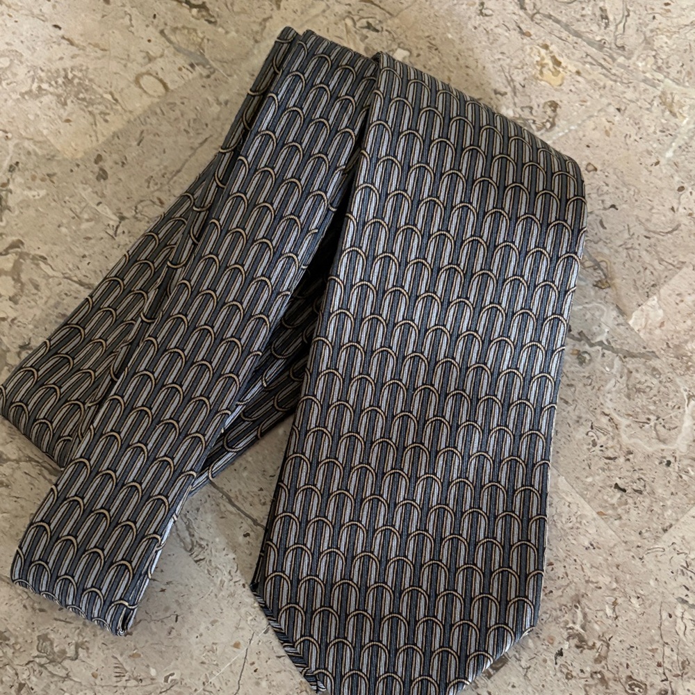 Hermes Gray and Green - Patterned Tie - Picture 4 of 5